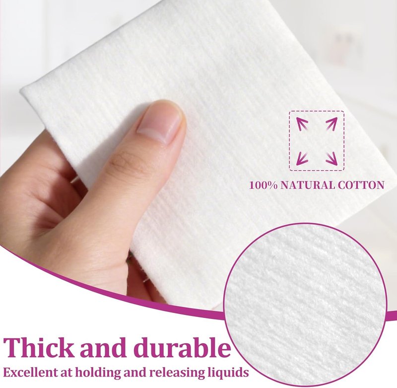 Facial Cotton Pads - 100% Natural Soft Cotton Rounds for Makeup Removal & Toner | 110 Count