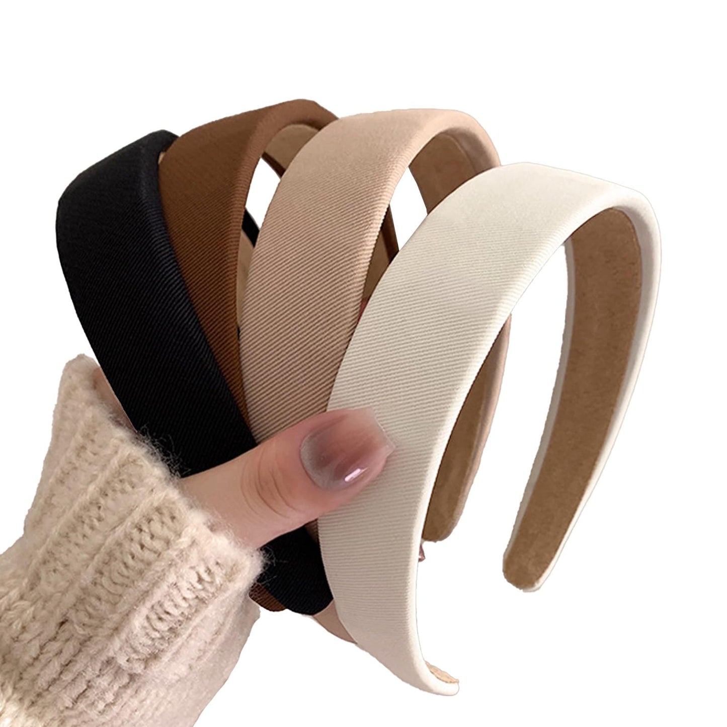 Drnytunk 4 Pack Knotted Wide Headbands for Women Girls Cute Head Wrap in Solid Color Non-slip Hair Accessories