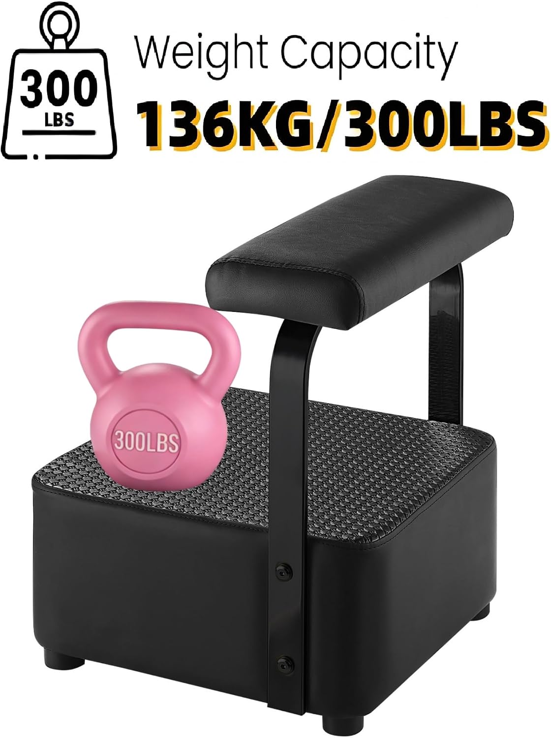 Independent Footrest for Shampoo Bowl - Spa Beauty Ottoman Chair | Black Color