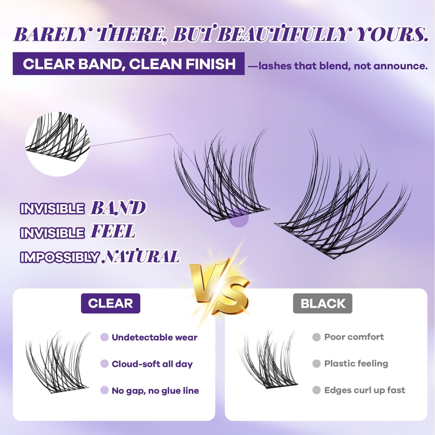 B&Q Wispy Lash Clusters Kit, Natural 01, Individual False Eyelashes Extension Set, Undetectable Natural Look for Effortless Day-to-Night Beauty, from Office Elegance to Date Night Glamour(8-16mix)