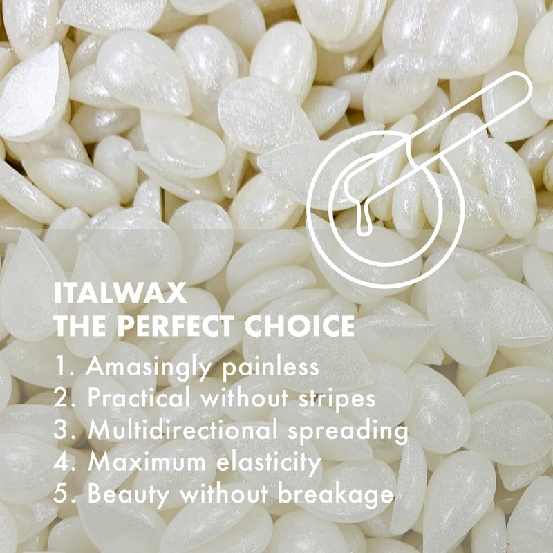Italwax Top Line Crystal Hard Wax Beads 1.65 lb (750 g) – Ultra-Delicate Unscented Wax with No Colorants, Semi-Creamy Texture for Facial Areas, Professional Use – Made in Italy