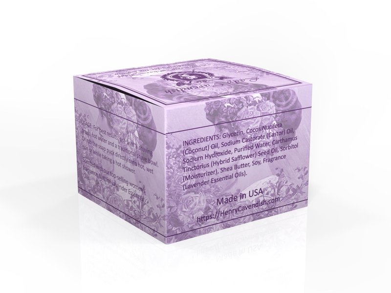 Lady Cavendish Lavender Shaving Soap with Shea Butter & Coconut Oil. Long Lasting 3.8 oz Puck Refill. Mens Shave Soap. All Natural. Rich Lather, Smooth Comfortable Shave. For Ladies and Gentlemen.