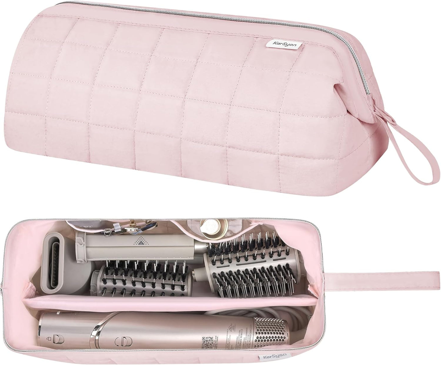Dyson Airwrap Travel Bag Organizer - Stylish Pink Case for Hair Tools & Accessories | Fits Shark Hair Dryer & Revlon Attachments