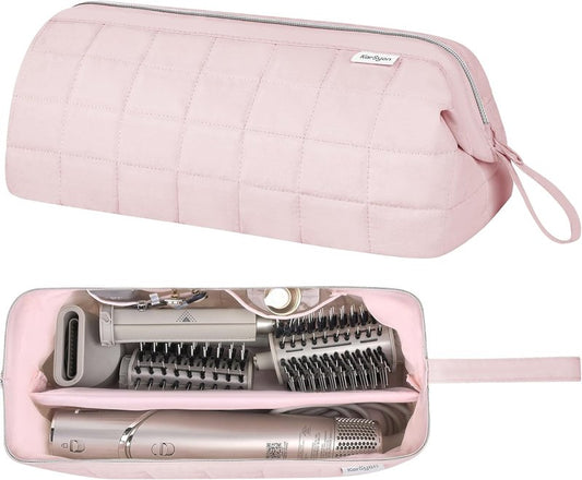 Dyson Airwrap Travel Bag Organizer - Stylish Pink Case for Hair Tools & Accessories | Fits Shark Hair Dryer & Revlon Attachments