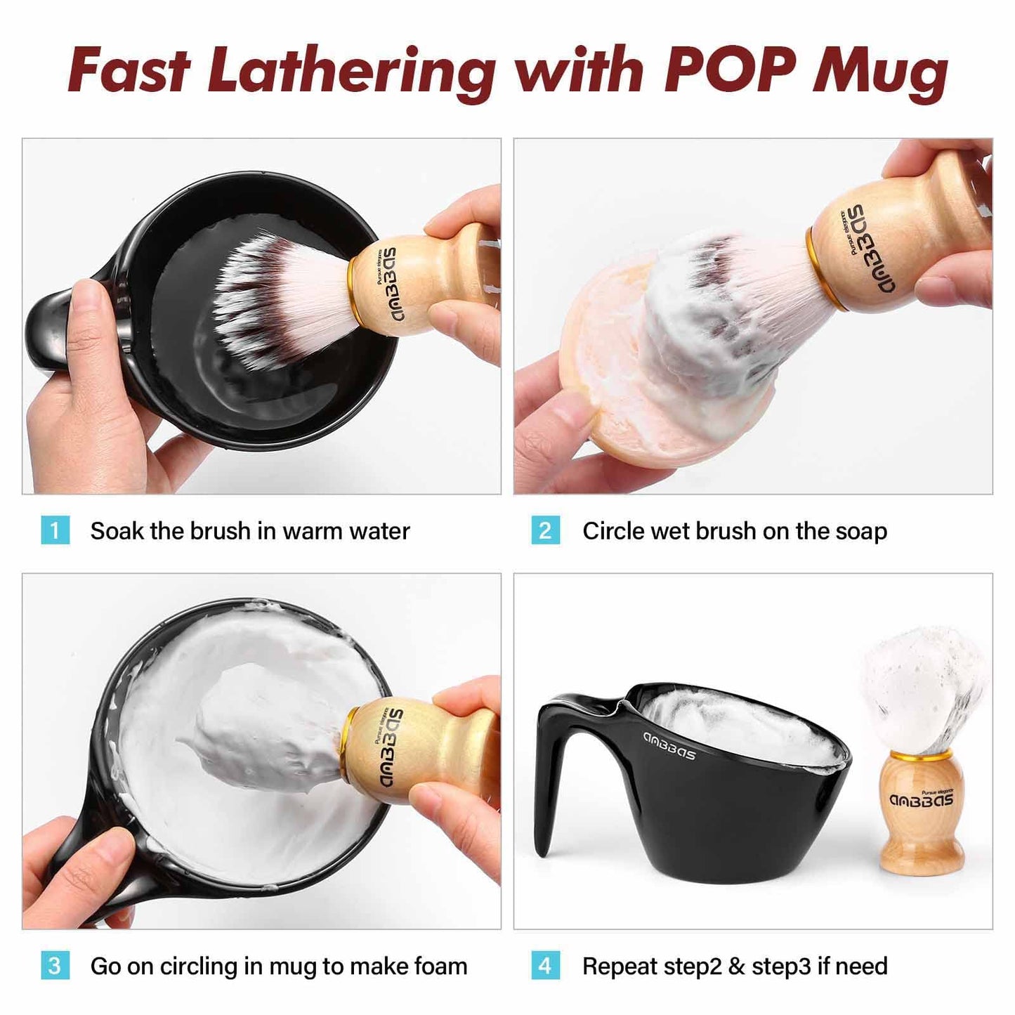 Anbbas Synthetic Badger Shaving Brush with Nylon Bristles,Melamine POP Mug for Lathering and 100g Shaving Soap for Men Close Shave,Women Girls Hair Removal