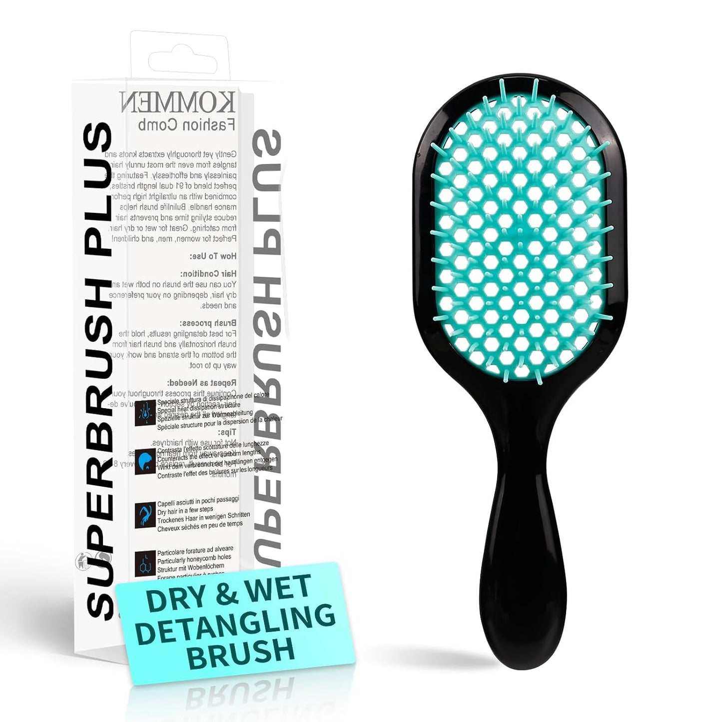Detangling Brush - Gentle & Effective Hair Detangler for Wet or Dry Hair | Ultra-Light, Ventilated Design (Black)