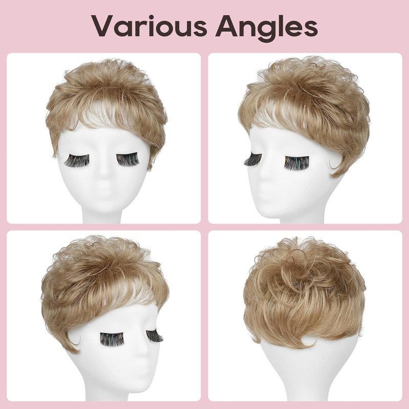 REECHO Hair Topper - Short Synthetic Wiglet for Women | Large Coverage Dark Blonde Hairpiece