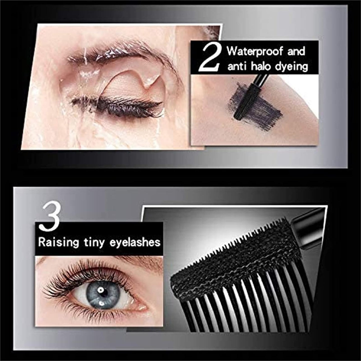 QOHNK My Amazing Lashes Mascara Black 4d Volume and Length Silk Fiber Long-Lasting No Smudge Mascara Build Voluminous Eyelashes,Smudge Proof and Lengthen Eyelashes (Black, 3PCS)