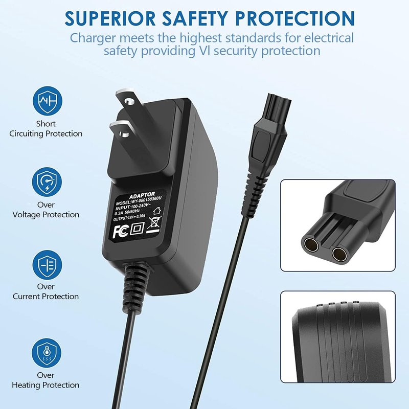 NFGEKT 15V Charger Cord Compatible with Norelco HQ8505 3000 5000 7000 9000 Series MG5750 MG7750 MG7790 Shaver