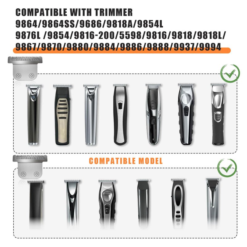 2 Pack T-Blade Detachable 40mm Replacement blades Compatible with Wahl Trimmers 9864/9864SS/9686/9818A/9854L/9876L/9854 etc，Made of Stainless Steel Blades