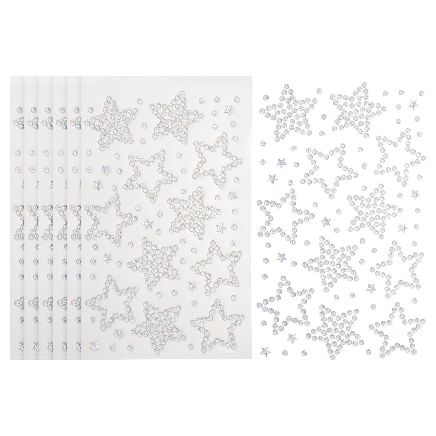 PATIKIL 6Sheets Star Face Gems, Self Adhesive Hair Gems Stickers Face Stickers for Women Eye Hair Body Festival Makeup Rave Accessories, AB Color
