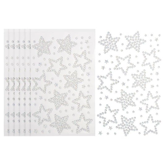 PATIKIL 6Sheets Star Face Gems, Self Adhesive Hair Gems Stickers Face Stickers for Women Eye Hair Body Festival Makeup Rave Accessories, AB Color