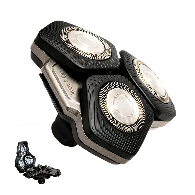 Upgraded SH71 Complete Shaver Head Replacement, Full Rotary Unit with Integrated Base Compatible with Philips Norelco 7000/S5500 Angular, 15 Precision Blades & Metal Holder (Gray)