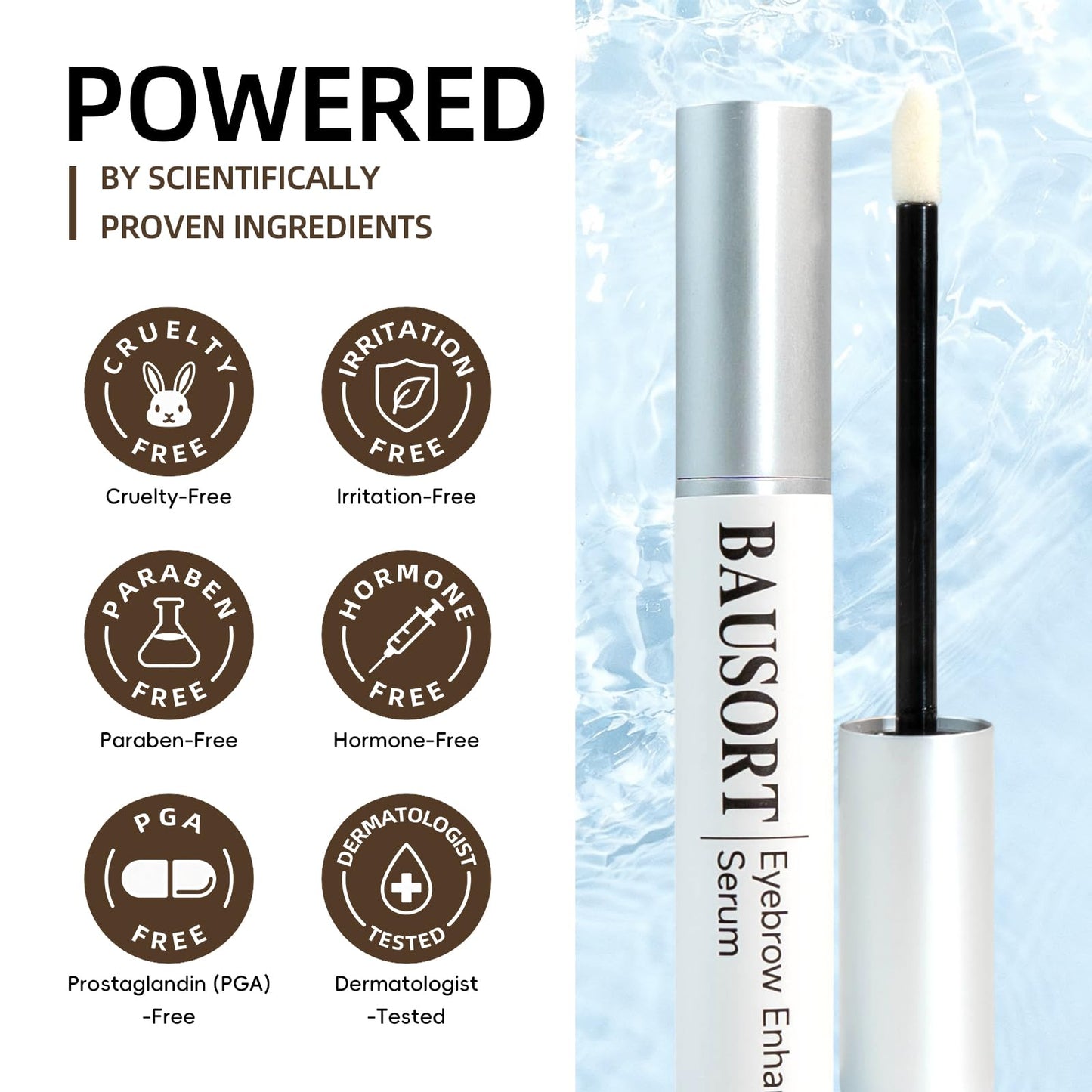 Eyebrow Growth Serum, Peptide Jojoba Eyebrow Serum Advanced Absorption for Longer, Thicker & Fuller Lashes and Brows, Vegan & Cruelty-Free, Clinically Tested (5mL)