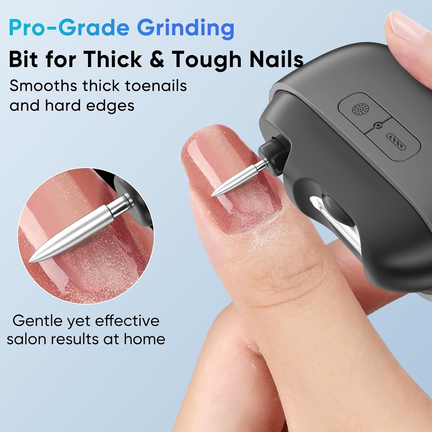 Electric Nail Clipper - Rechargeable One-Touch Trimmer with LED Light & Storage | Quiet Fingernail & Toenail Cutter for Adults - Black