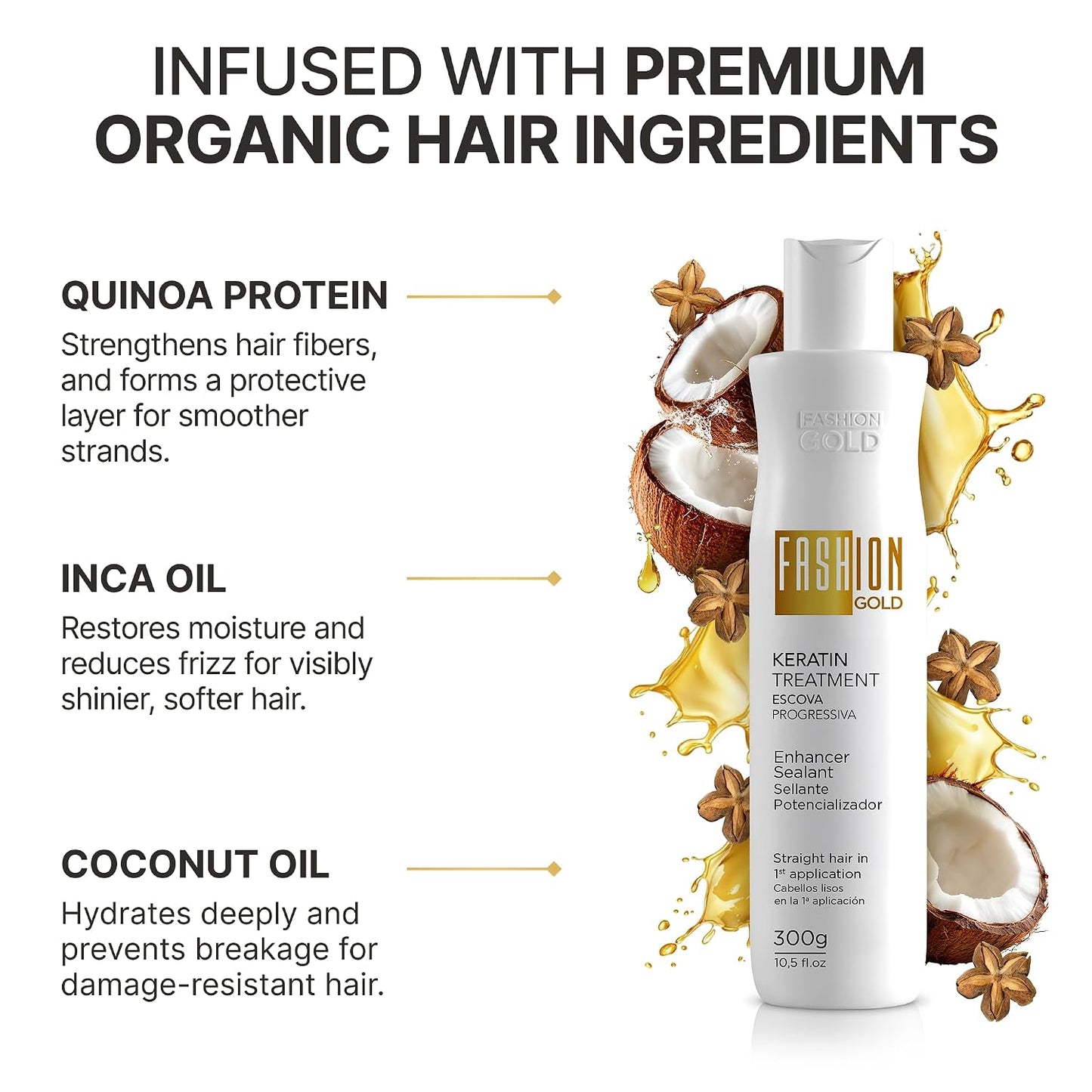 Keratin Hair Treatment - Brazilian Smoothing Formula for Frizz Control | 300g, 6 Uses