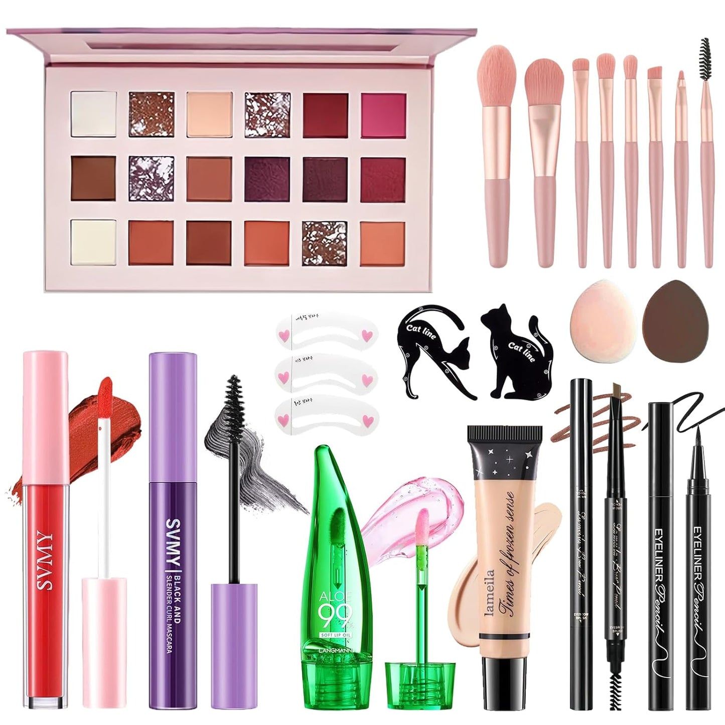 Makeup Set for Women - Complete Makeup Kit for Beginners & Professionals | Travel-Friendly Essentials, Eyeshadow Palette & Lip Gloss