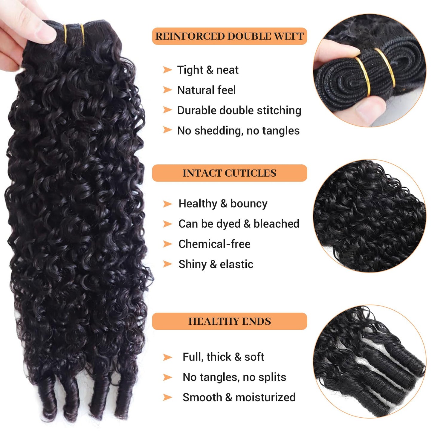 14A Burmese Curly Human Hair Bundles 20 22 24 Inch 100% Unprocessed Brazilian Virgin Hair Quick Weave Bundles Human Hair Extensions Real Human Hair, Natural Black