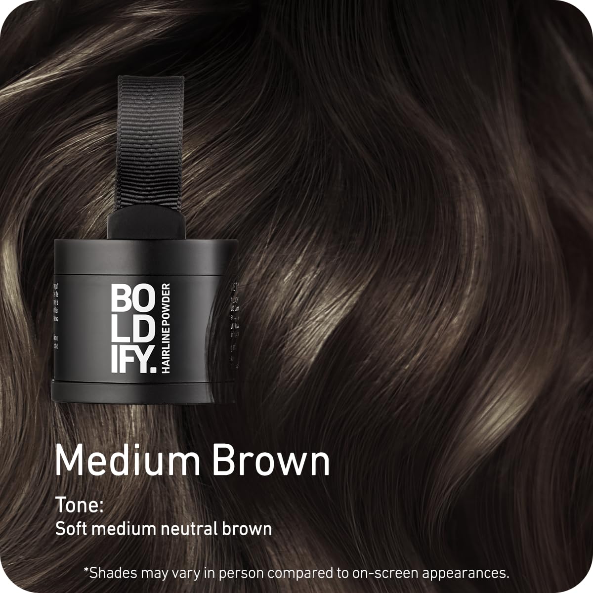 BOLDIFY Hairline Powder - Water-Resistant Root Touch-Up for Gray Coverage | Medium Brown, 24-Hour Stain-Proof