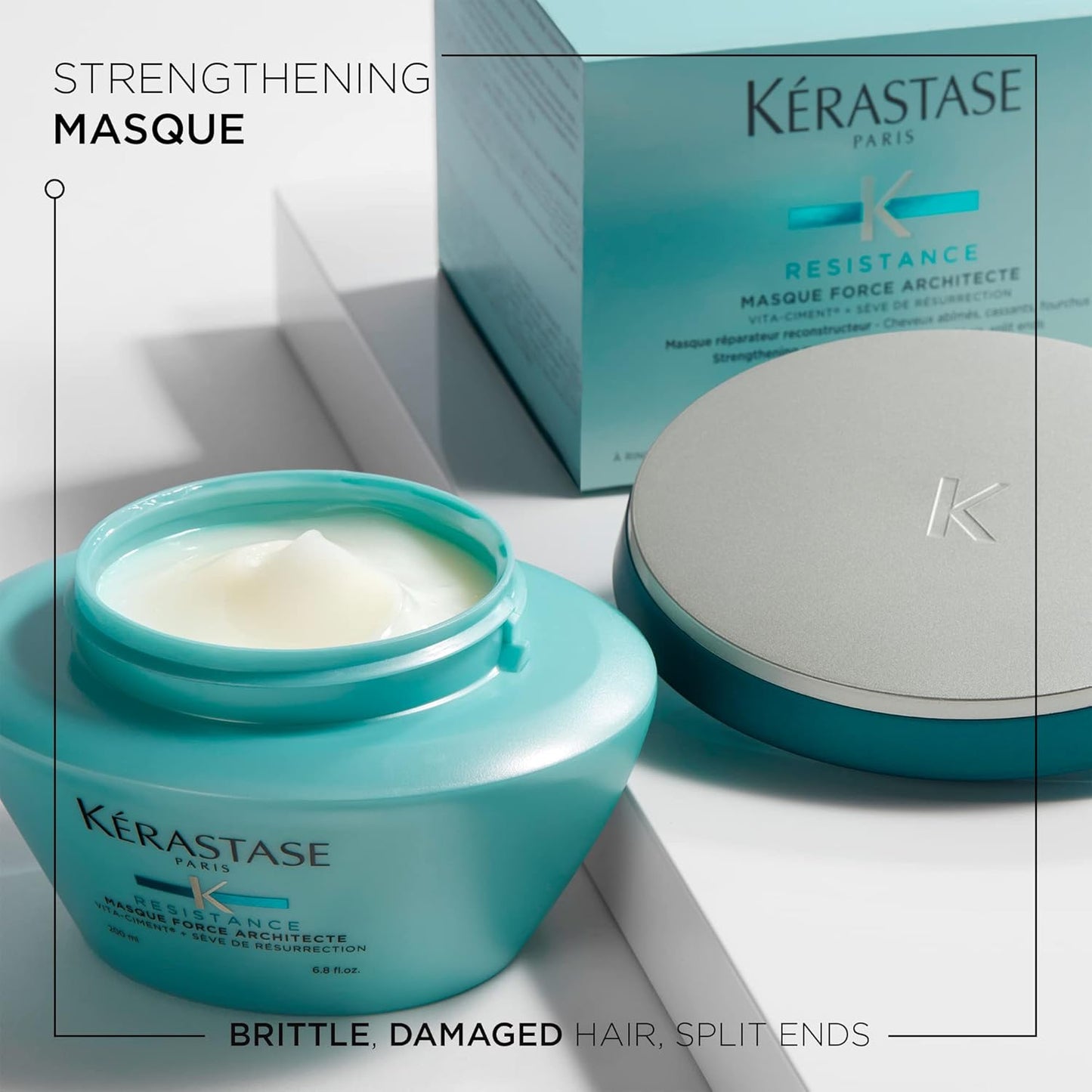Kerastase Resistance Force Architecte Hair Mask - Reconstructs Dry, Damaged Hair with Ceramides & Pro-Keratin Complex | 6.8 oz
