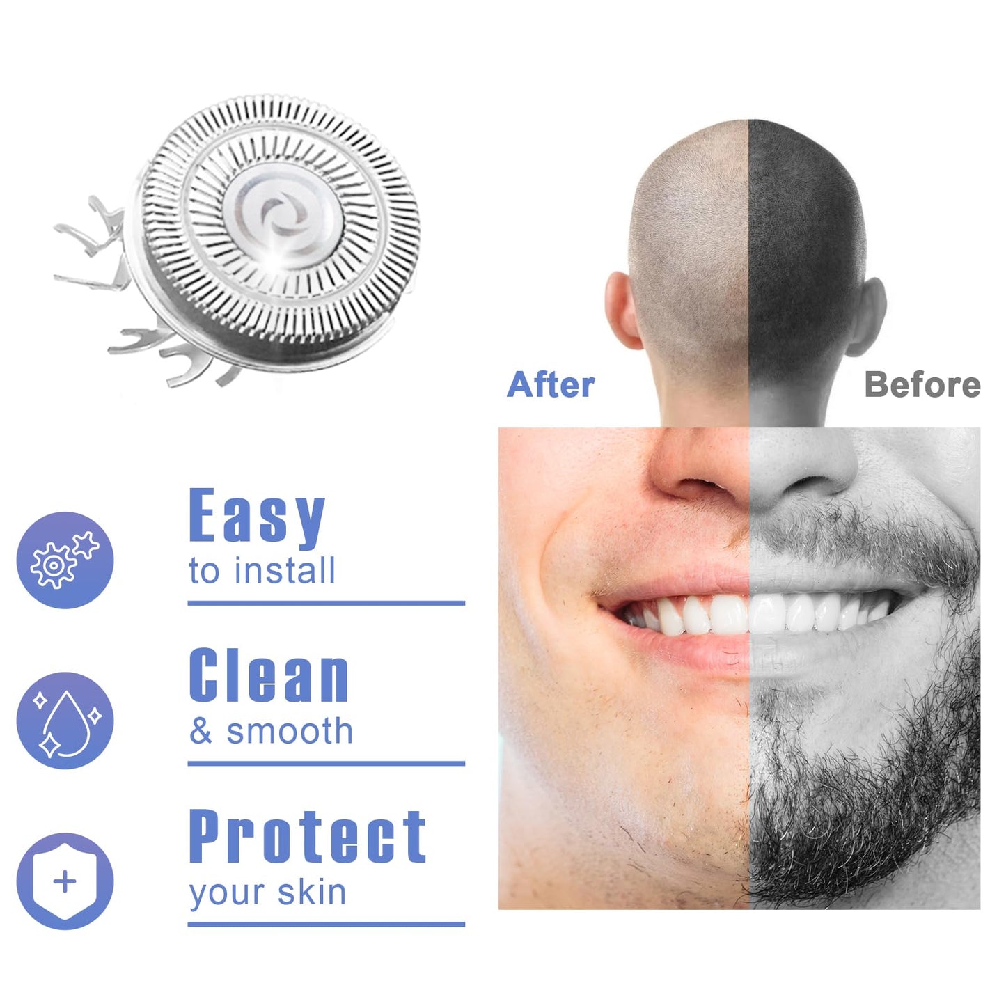 8 Pack Shaver Replacement Blades compatible with Skull Shaver for Pitbull Gold PRO/Pitbull Platinum Pro Shaver Heads
