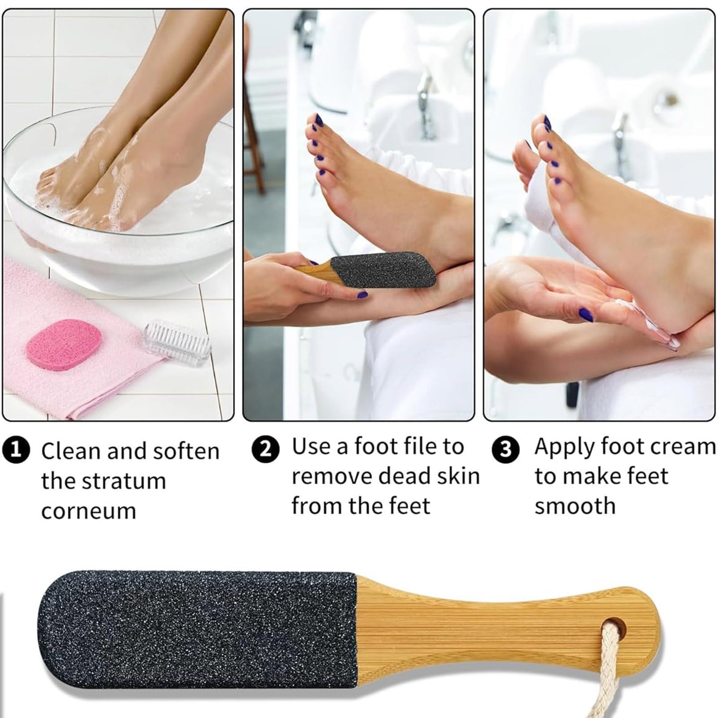 Double Sided Foot File - Pedicure Feet Scrubber with Handle for Callus,Hard Dead Skin, Callus Remover for Home, Foot Filer for Use in Shower