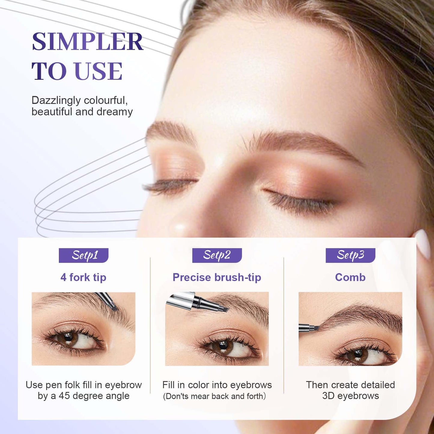 Microblading Eyebrow Pen, 2025 New Waterproof Eyebrow Pencil, Eye Brow Pen with 4 Tip, Premium Natural Magic Eyebrow Makeup Fine Stroke Contouring Pencil Long-Lasting Stay on All Day (Smoke grey)