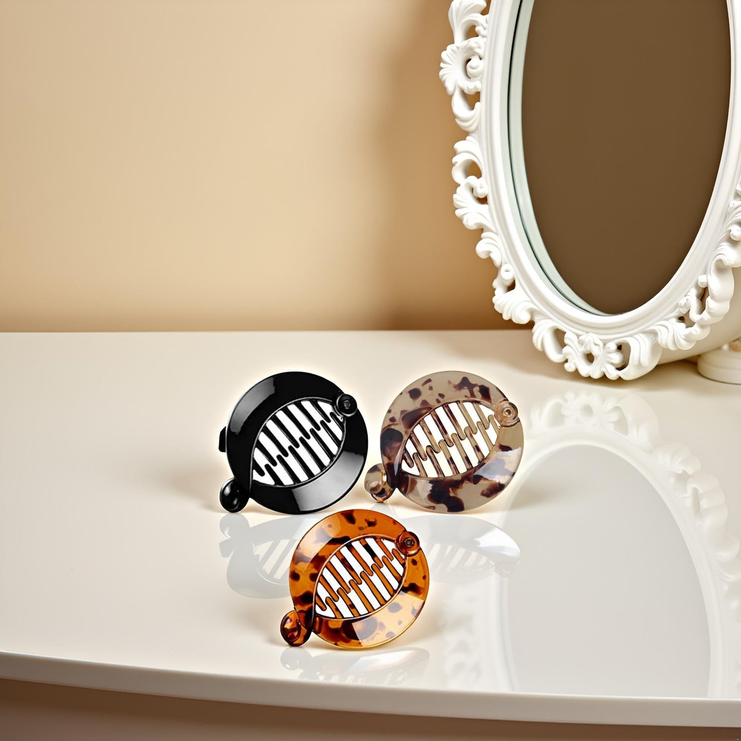3Pcs Resin Banana Hair Clips Small Banana Hair Combs Fishtail Hair Clip Side Comb Round Ponytail Holder for Women Girl Hair Accessories Clips and Barrettes