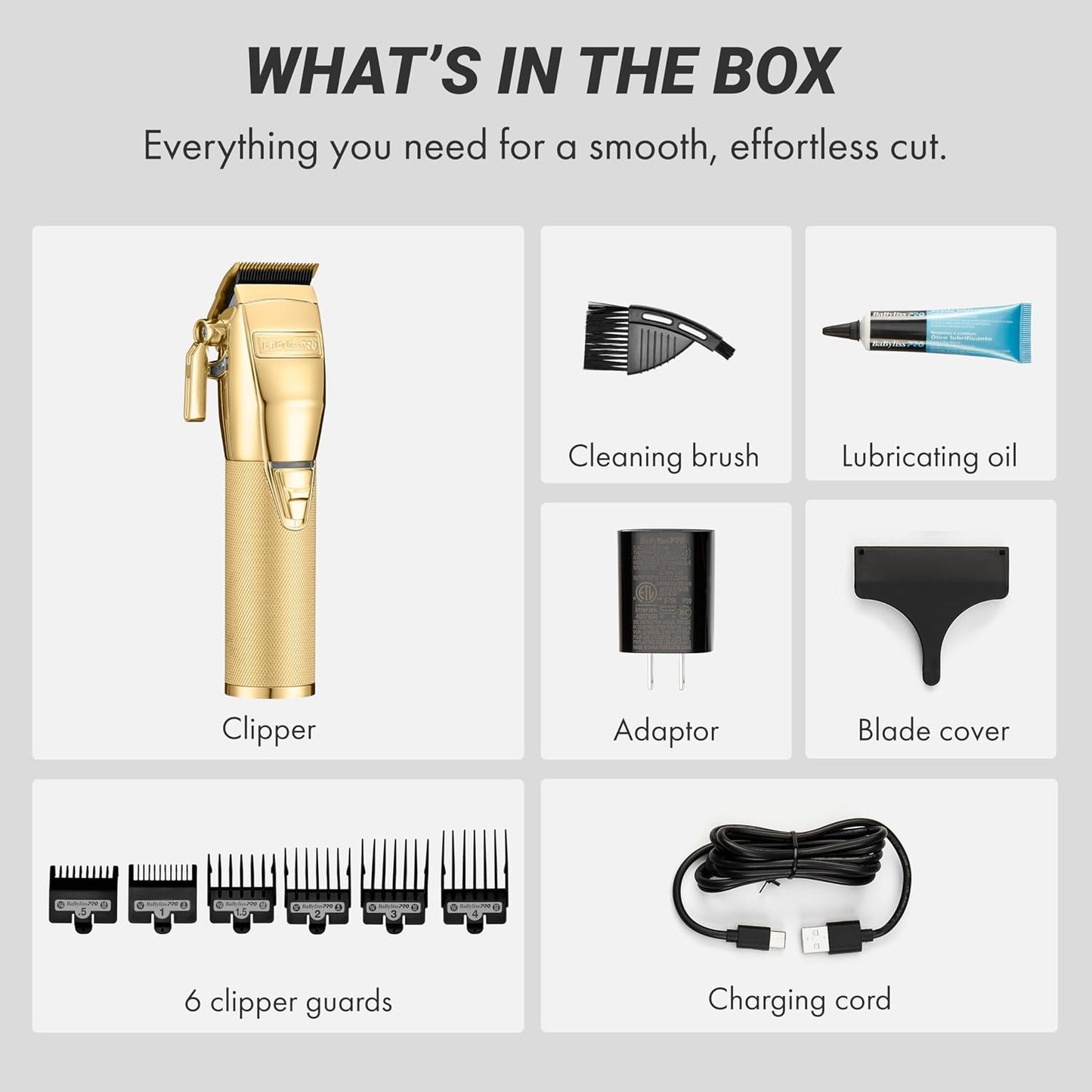 BaBylissPRO FX+ Professional Hair Clippers - Cord/Cordless, All Metal, 3-Hour Lithium Battery Runtime