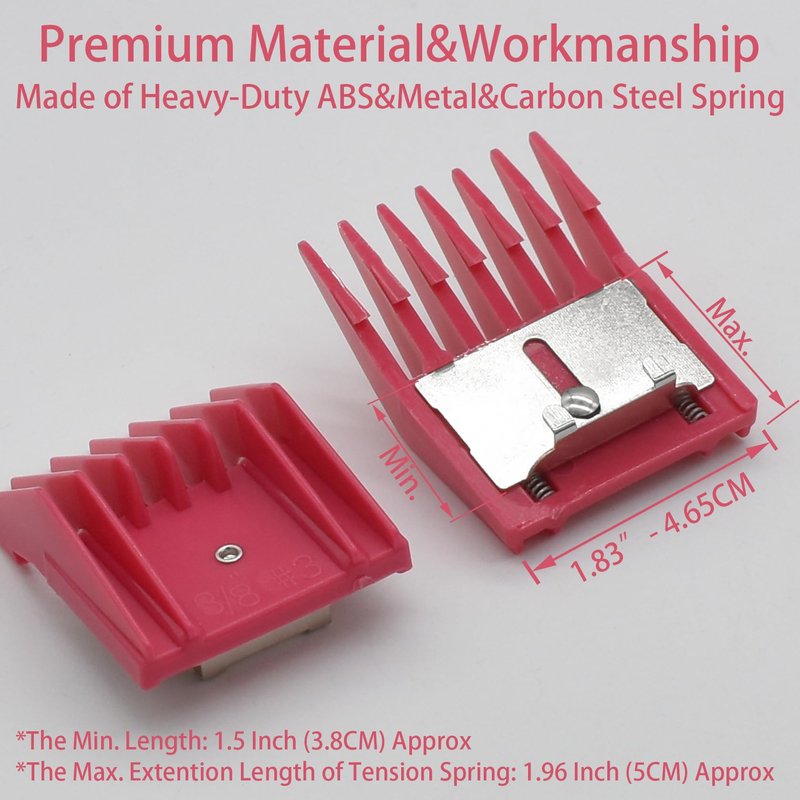 Professional A5 Style Animal Hair Clipper Attachment Guard Guide Cutting Combs 76926-900, Compatible with Oster Classic 76 A5 Andis AG BG Wahl KM Pet Groomers (Magenta, #3-3/8")