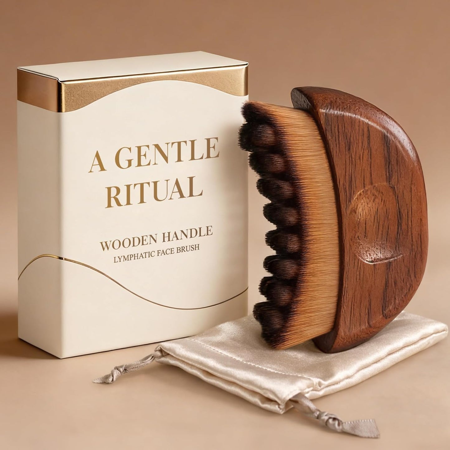 Lymphatic Contour Face Brush Set - Wooden Handle Sculpting Gua Sha & Dry Brushing Tool | Depuff & Lift for Face, Neck, Chin