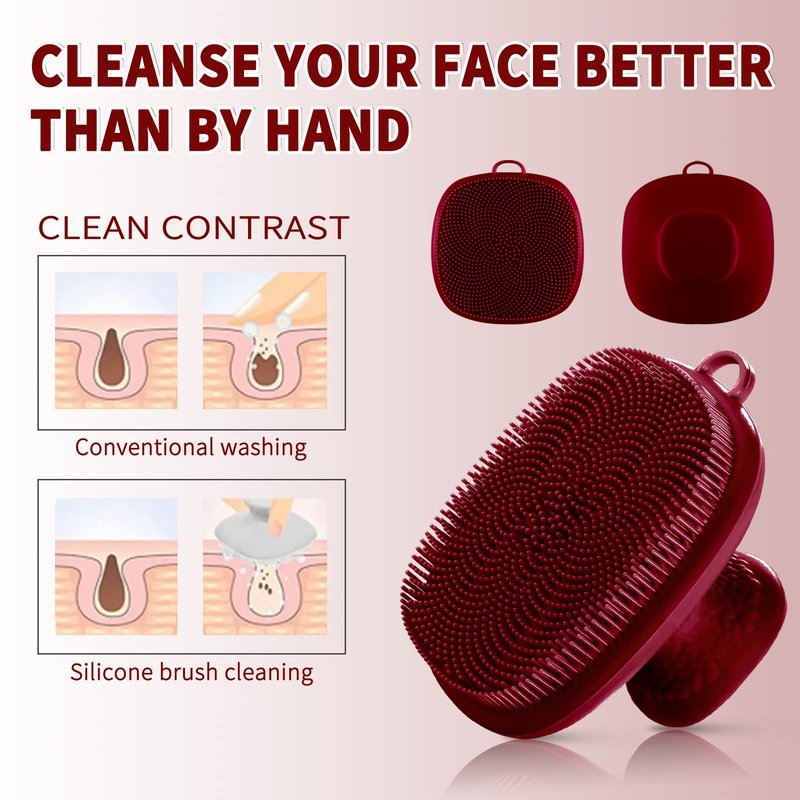 Silicone Face Scrubber for Men Facial Cleansing Brush Silicone Face Wash Brush Manual Waterproof Cleansing Skin Care Face Brushes for Cleansing and Exfoliating (red)