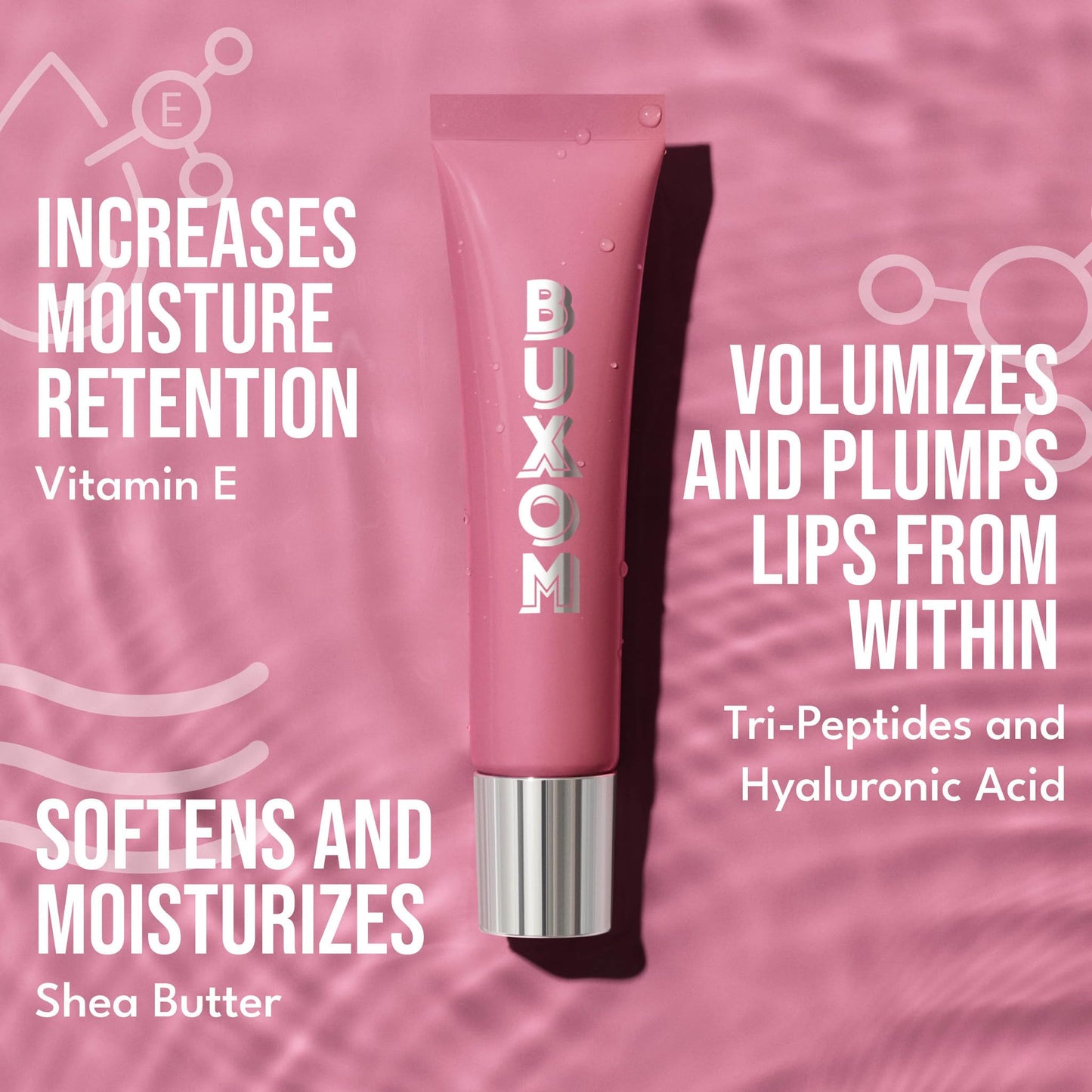 BUXOM Power-Full Plumping Peptide Tint - Hydrating + Moisturizing Tinted Lip Balm & Overnight Lip Mask with 36HR Hydration - Sheer Balm for Dry Lips, and Fuller-Looking Pout - Rose Glaze (1 oz)