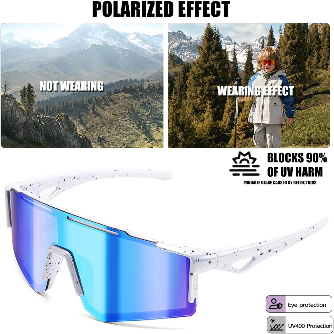 Kids Baseball Sunglasses - UV400 Protection for Boys & Girls | 3-Pack Sports Sunglasses