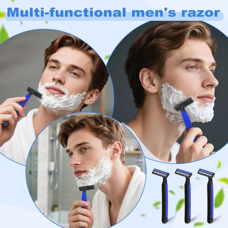 Fafortune Disposable Twin Blade Razors in Bulk, Individually Wrapped - Clear Safety Cap, For Homeless, Hotel, Airbnb, Travel (pack of 30,blue)