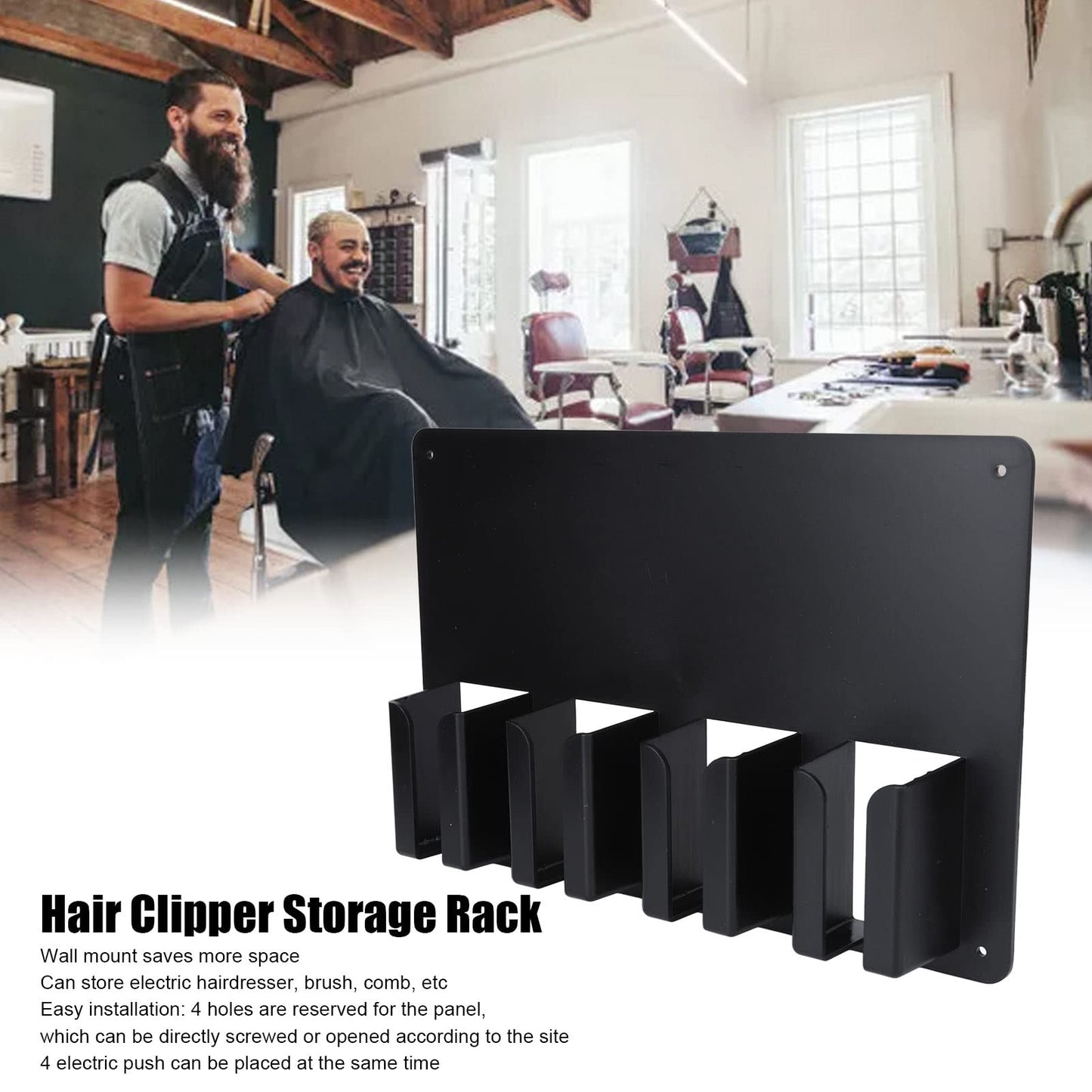Agatige Hair Clipper Hanger Holder, Wall Mount Hair Clipper Storage Rack Large Storage Space Display Rack Hanging Barber Work Station Clipper Holder for Home Hair Salon