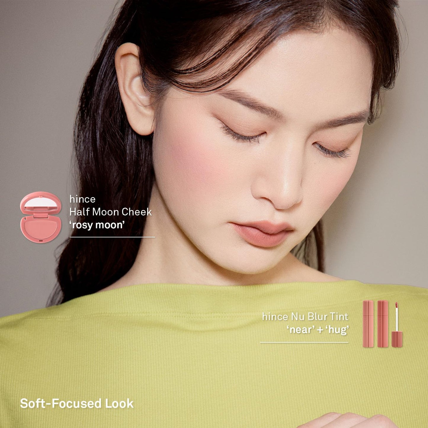 Hince Half-Moon Cheek Cream Blush - Hydrating, Blendable Korean Beauty, Soft Pink Finish | Lightweight Formula (06 Allure Moon)