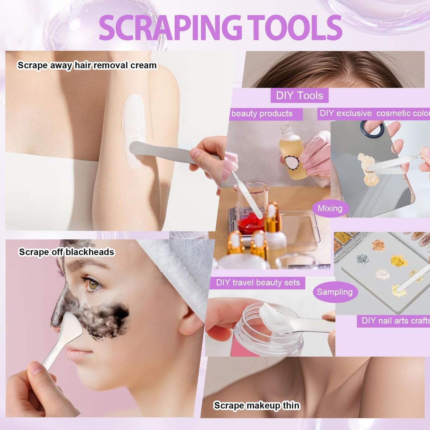4PCS Stainless Steel Makeup Spatula Mini Metal Cosmetic Spatula Korean Skincare Spatulas Multi-functional Spatulas Tiny Facial Accessories for Personal Care Makeup Cosmetics Tools