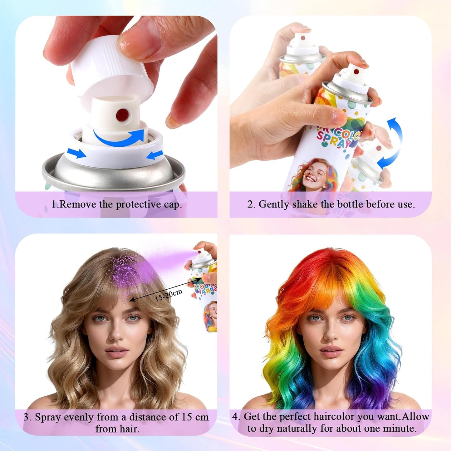 Temporary Hair Color Spray - Black, Silver & Red | One-Day Washable Hairspray for Party & Cosplay