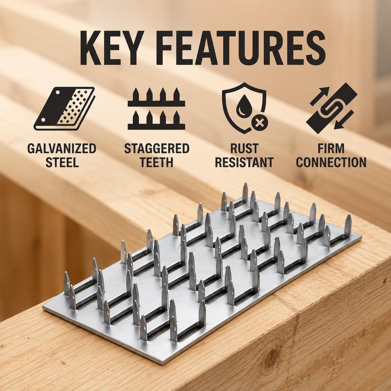 50 Pcs Truss Plates 2x4 Inch, Pronged Galvanized Steel Mending Plates