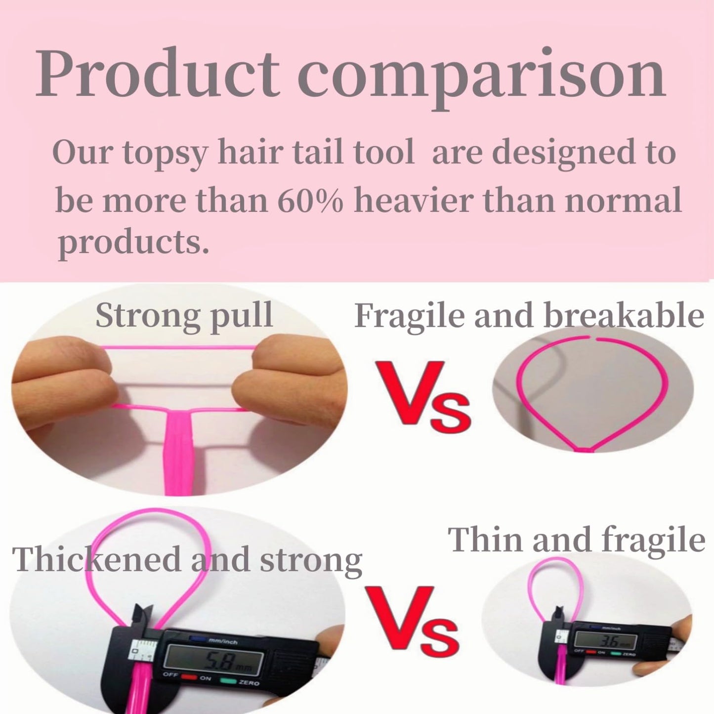 Schembo Topsy Tail Hair Tool Set - 6pcs Loop Styling Tool, Ponytail Pull Through, Two Sizes, 3 Colors (Pink/Purple/Blue) for Women, Girls & Kids