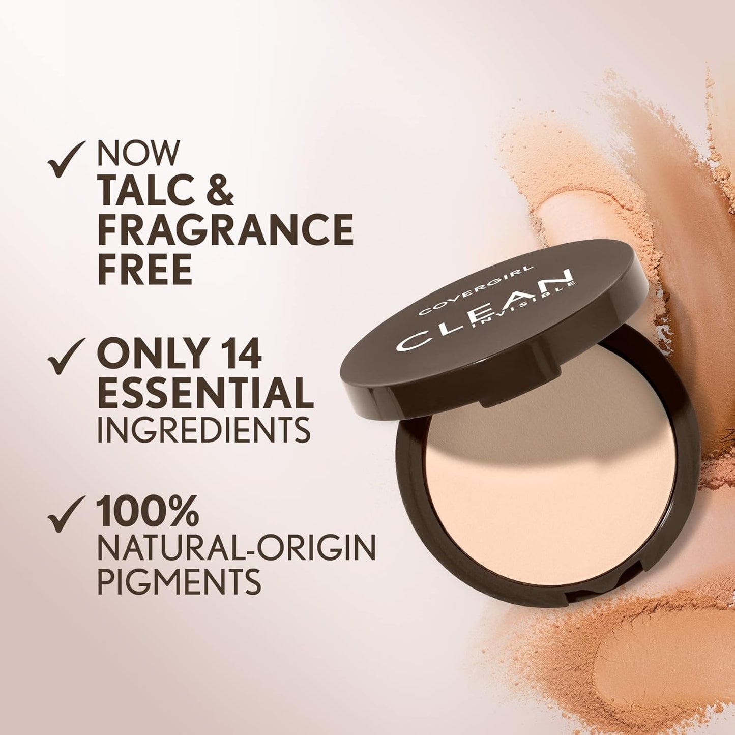 Covergirl Clean Invisible Pressed Powder - Lightweight Vegan Formula | Creamy Natural 120, 0.38oz