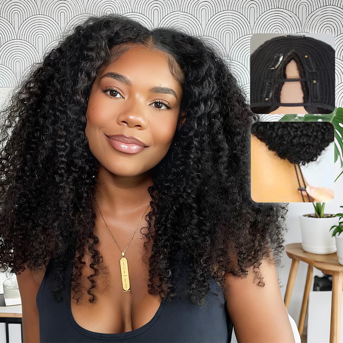 Human Hair Half Wig - Burmese Curly 3-in-1 Drawstring | Glueless, Easy Wear for Black Women - 16 Inch