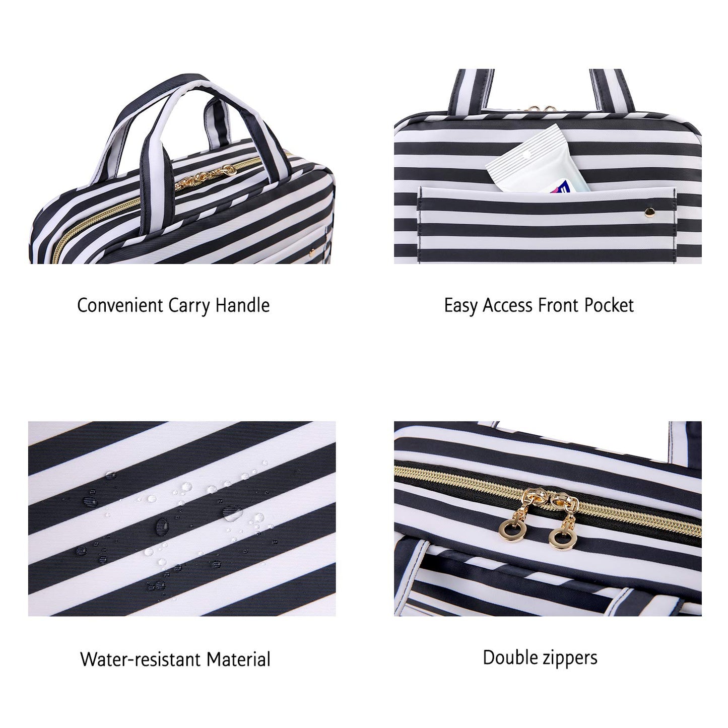 BAGSMART Toiletry Bag Travel Bag with Hanging Hook, Bonchemin Water-resistant Makeup Cosmetic Bag Travel Organizer for Accessories, Shampoo, Full Sized Container, Toiletries, Large