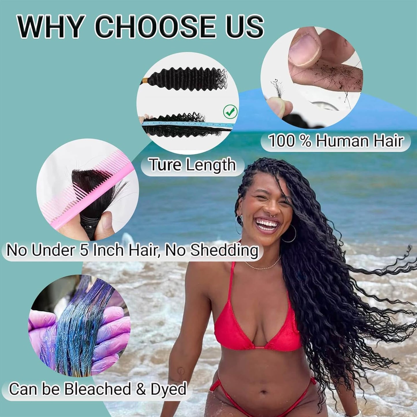 Human Braiding Hair for Boho Braids 120g 12A Deep Wave Bulk Human Hair Curly Bundles Wet and Wavy Knotless 100% Virgin Hair Extensions No Weft Bohemian Braids 3 Bundles/Pack Natural Color 16Inch