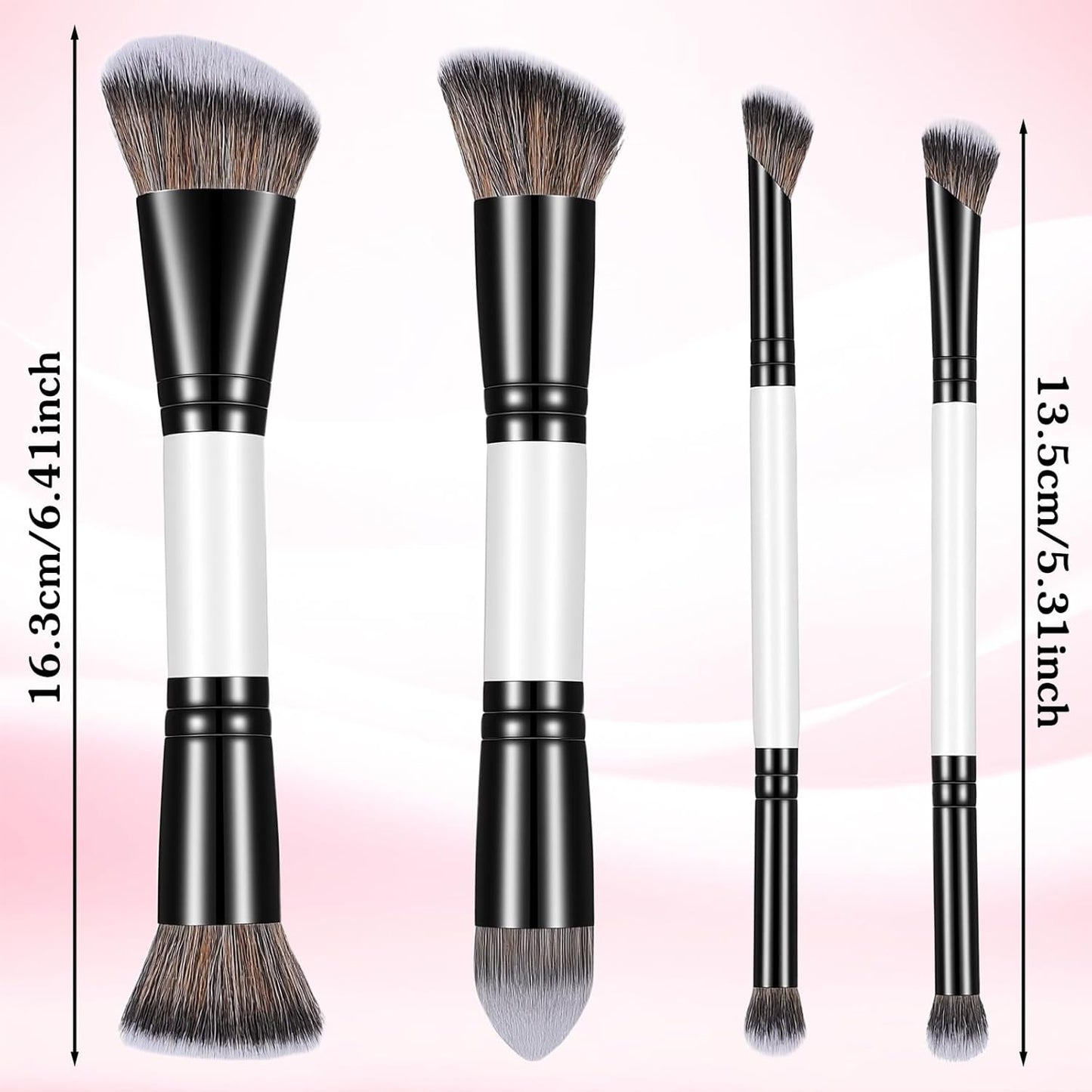 KFHENSOM 4PCS Dual-Ended Makeup Brush Set | Professional Foundation, Contour & Concealer Brushes for Liquid & Powder