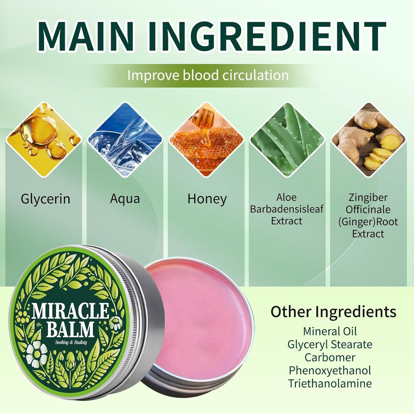 Miracle Balm for Swollen Legs - Soothing Botanical Formula with Calendula | 2-Pack for Back, Hands, Feet & Body