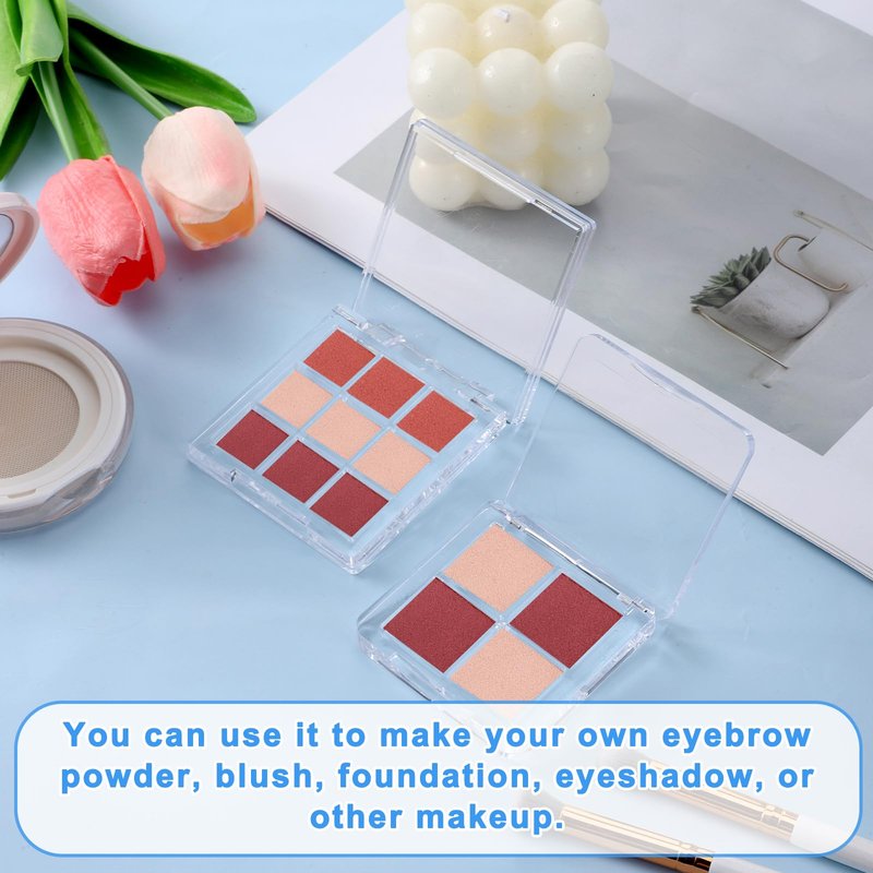 Empty Makeup Palette Depotting Case, 2pcs Empty Lipstick Palette 9-Grid and 4-Grid Clear Blush Lipstick Case Portable Eyeshadow Pan Dispensing Storage Boxes