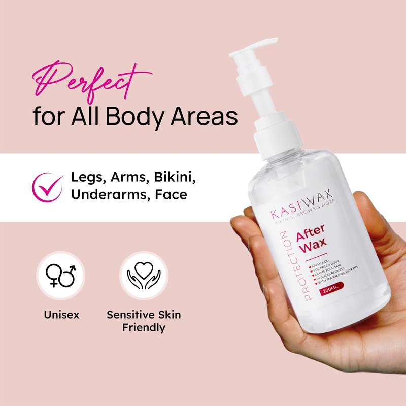 KASIWAX After Wax Lotion for Women & Men | Calms, Hydrates & Protects with Tea Tree Oil | Lightweight, No Residue | For Body, Bikini, Brazilian | Ideal After Waxing, Shaving, Tweezing | 100ml Bottle