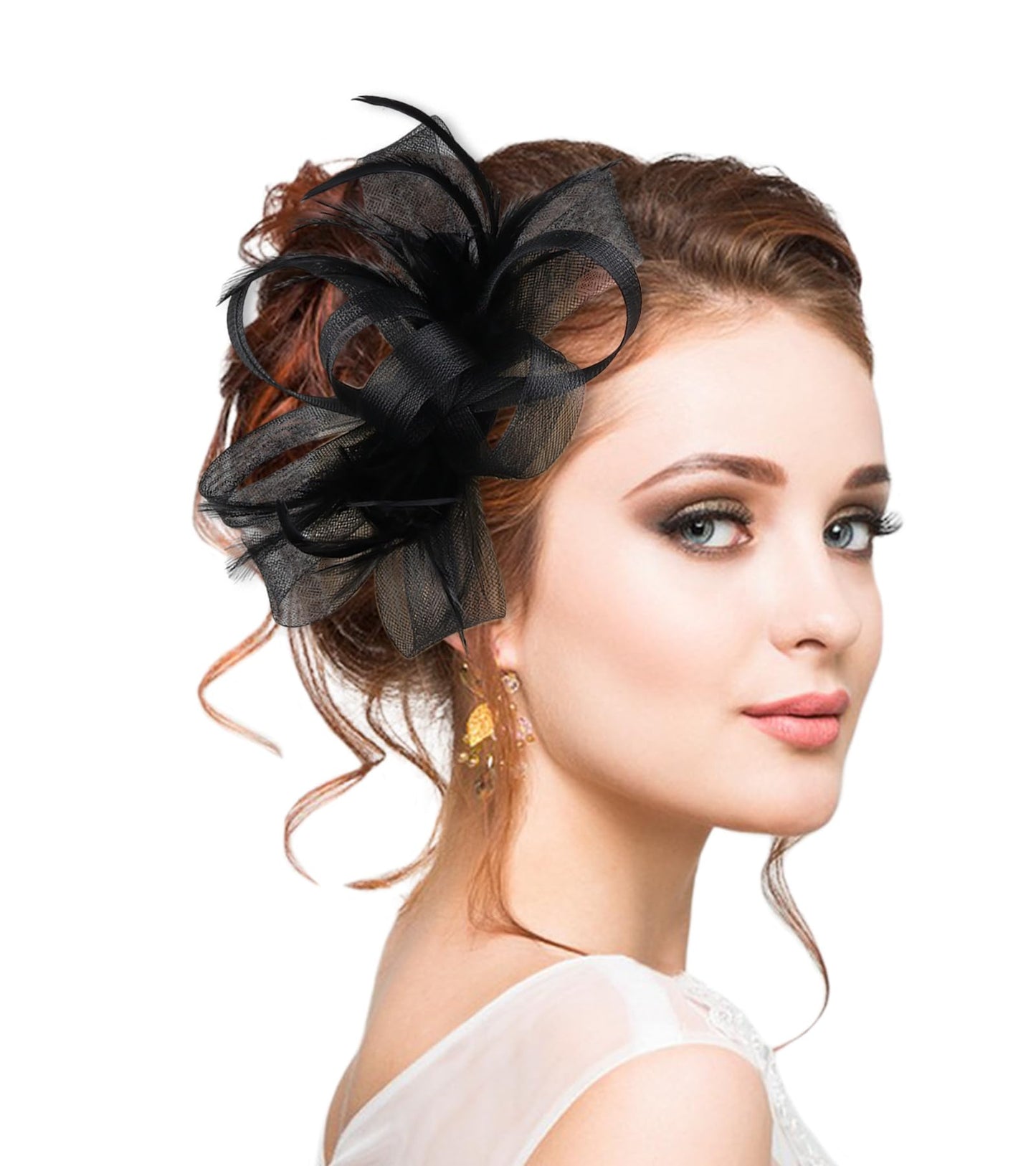 Markest Women's Fascinators Tea Party Headpiece Derby Hat Feather Headwear for 20s Party Accessory Cocktail Wedding